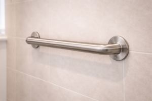 heavy duty bathroom grab bar with reinforced mounting brackets for weight support